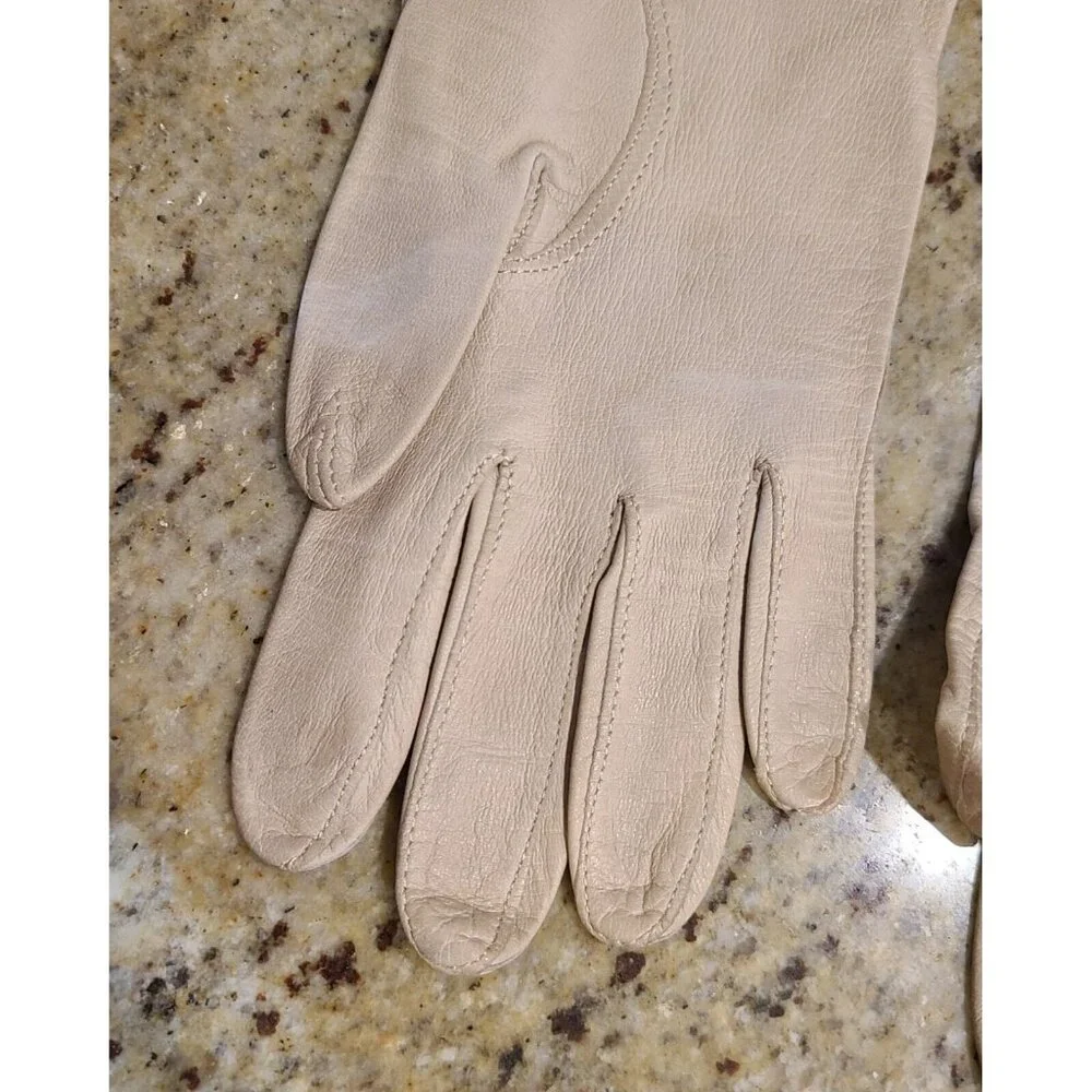 Vintage Size S Beige Kid Leather Formal 14